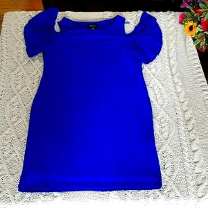 Cobalt blue cold shoulder dress